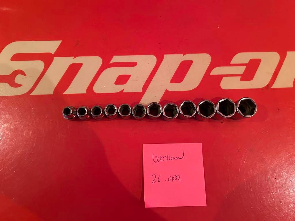 Snap-on 3/8'' 6-punts metrische f-drive ondiepe dop 9-19 mm, Gebruikt, ., Ophalen of Verzenden, Snap-on
