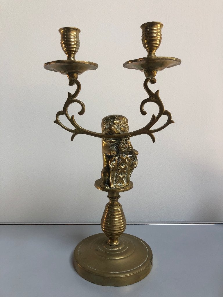 Kandelaar koper antiek, Antiek en Kunst, Ophalen of Verzenden, Koper of Brons