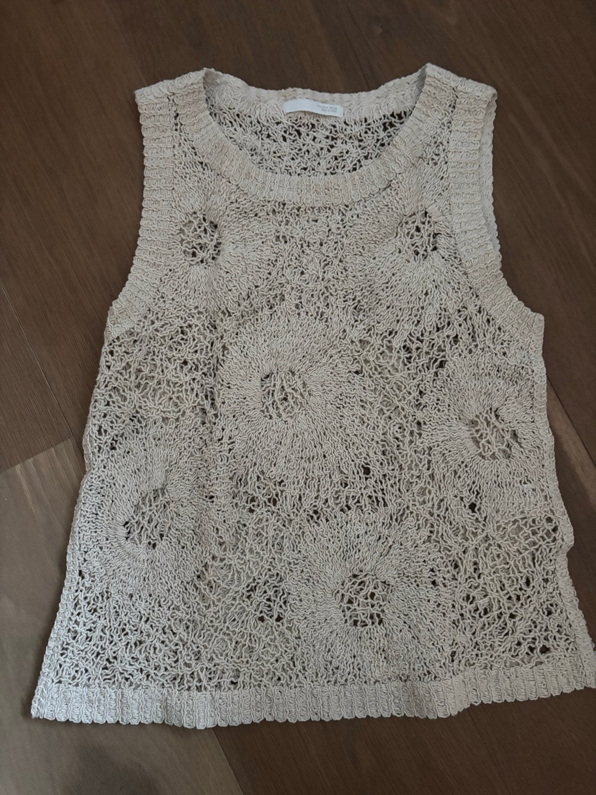 Zara gehaakte top zonder mouwen, maat S, Beige, Nieuw, Ophalen of Verzenden, Maat 36 (S)