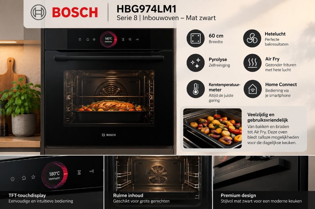 Bosch HBG974LM1 Sr. 8 inbouwoven – mat zwart – nieuw in doos, Witgoed en Apparatuur, Oven, Hete lucht, 60 cm of meer, Nieuw