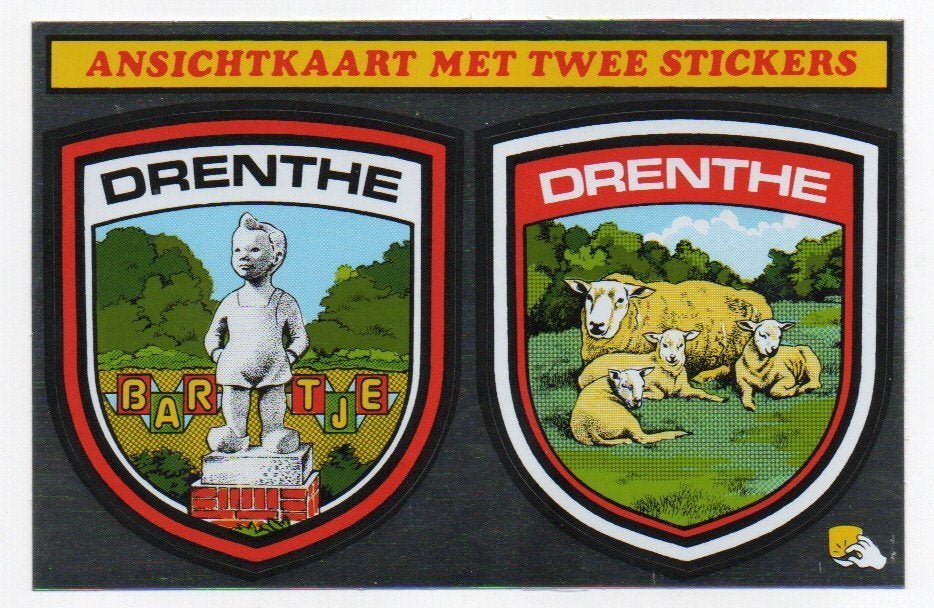 Stickerkaart Drenthe (2) Bartje, Ophalen of Verzenden, 1980 tot heden, Ongelopen, Drenthe