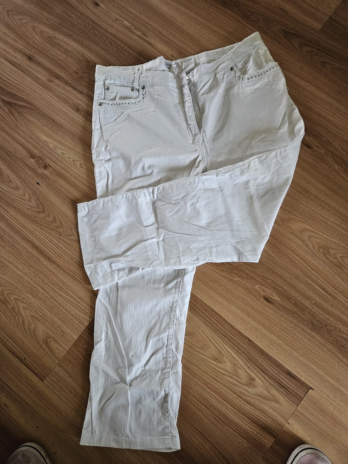 Laura Kent Witte Broek met Strass Steentjes Maat 42/44 (L), Wit, Maat 42/44 (L), Ophalen of Verzenden, Zo goed als nieuw