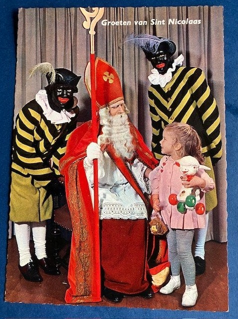 Blij met haar lammetje van Sinterklaas Groeten van Sint ...., Ophalen of Verzenden, 1960 tot 1980, Ongelopen, Kinderen