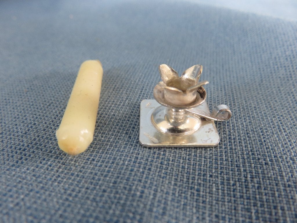 Blaker met kaars in miniatuur in zilver, Ophalen of Verzenden, Zilver