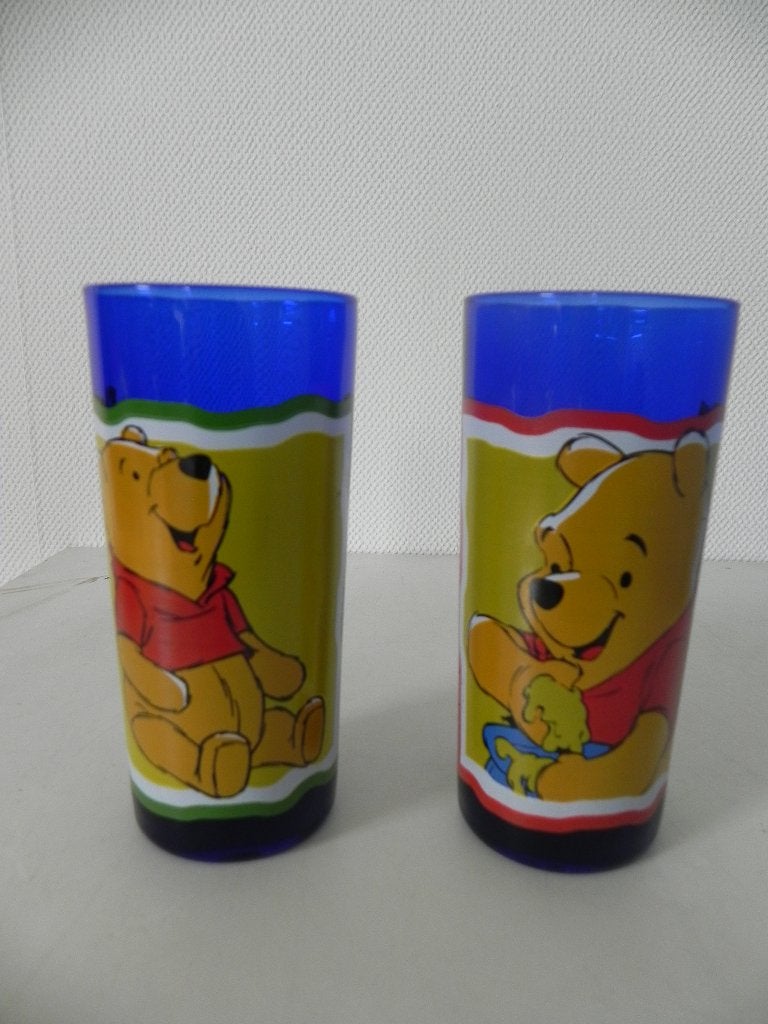 Winnie de Poeh glazen blauw, Verzamelen, Ophalen, Winnie de Poeh of vrienden, Zo goed als nieuw, Servies