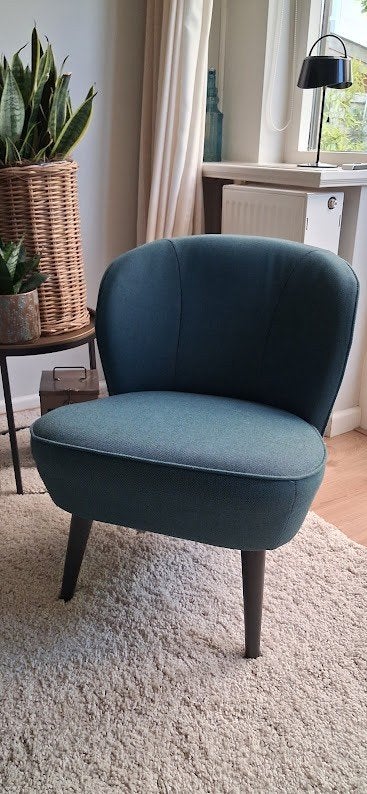 Leuk Stoeltje, Ophalen, Gebruikt, Blauw, Licht modern.