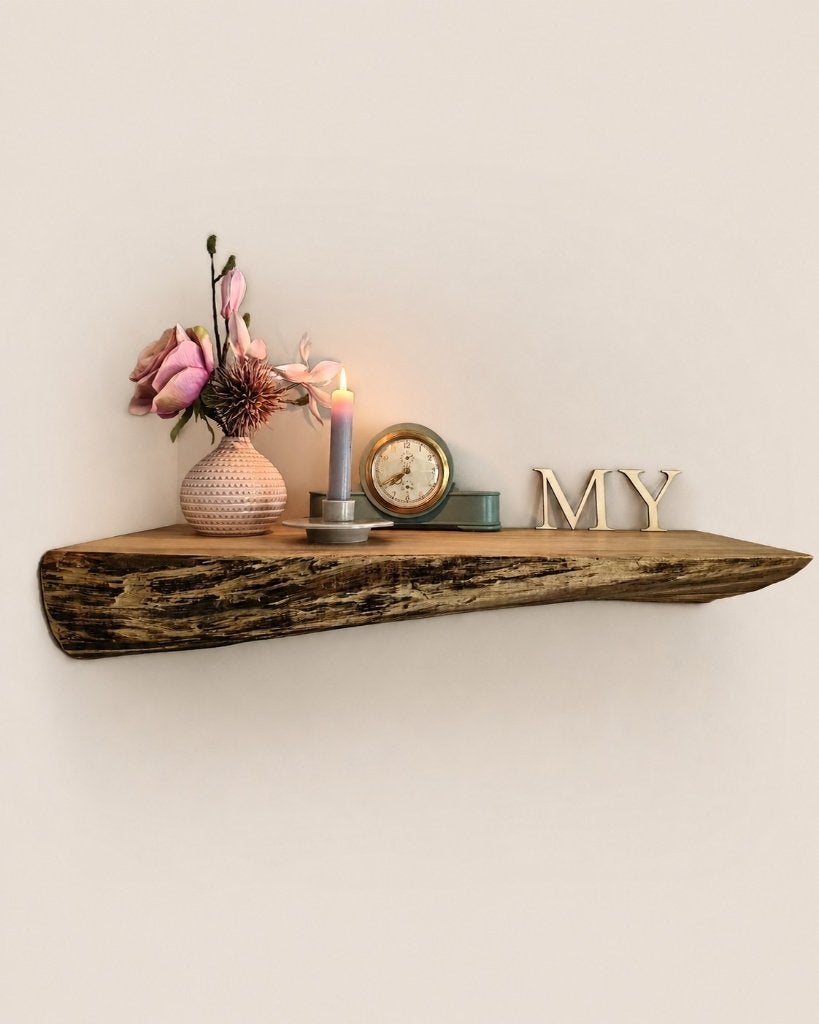 Zware diepe massief houten boomstam wandplank hoek 65cm #141, Houtatelier M.Y., Info@myhoutatelier.nl, Nieuw, Ophalen of Verzenden