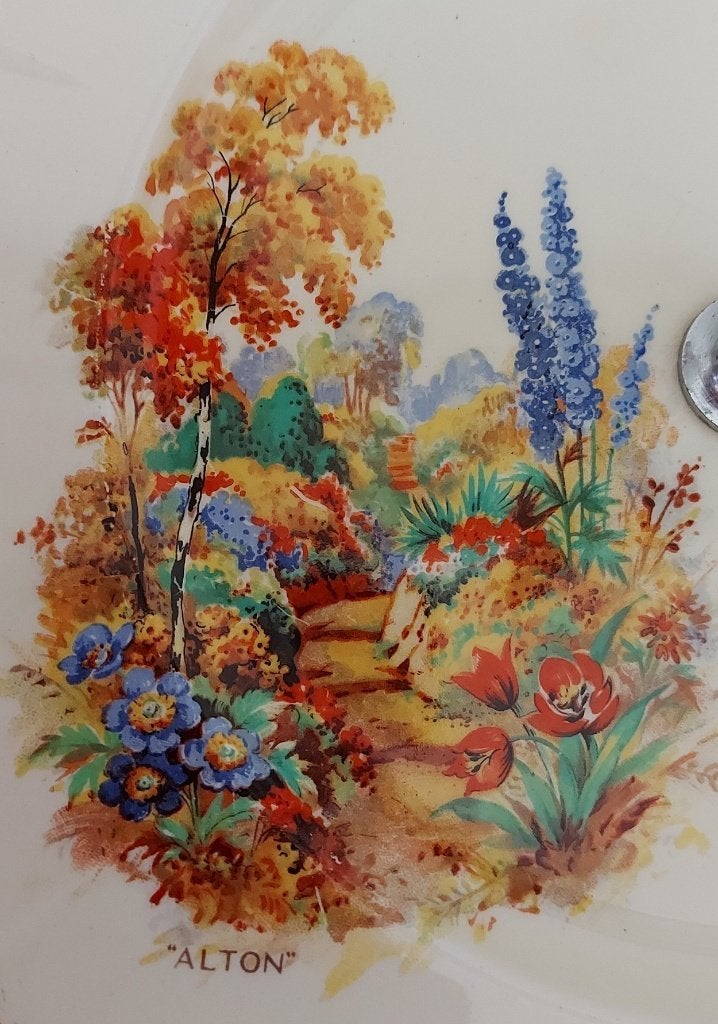 Vintage Engels porselein serveerbord bloementuin ´50s, Ophalen of Verzenden