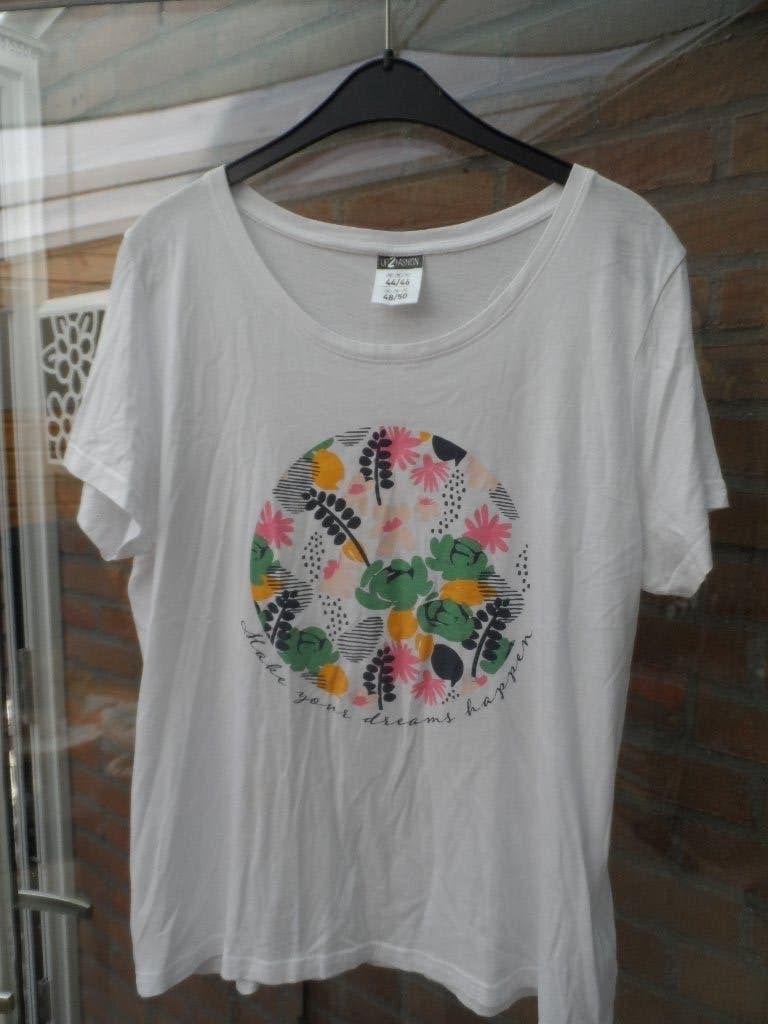 Fleurig SHIRTJE m. 44/46 UP2Fashion, Kleding | Dames, Up2Fashion, Wit, Maat 42/44 (L), Ophalen of Verzenden