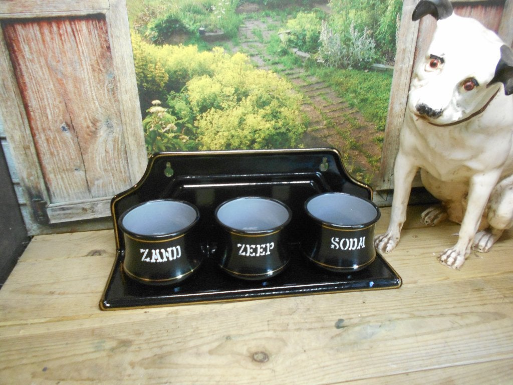 emaille zand zeep soda in div kleuren, Antiek en Kunst, Ophalen of Verzenden