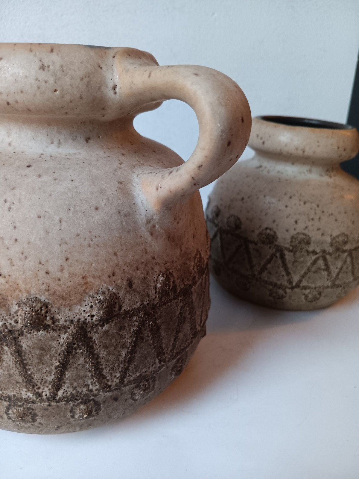 Set van 2 VEB Fatlava steengoed vazen, retro, vintage,  MCM, Ophalen of Verzenden