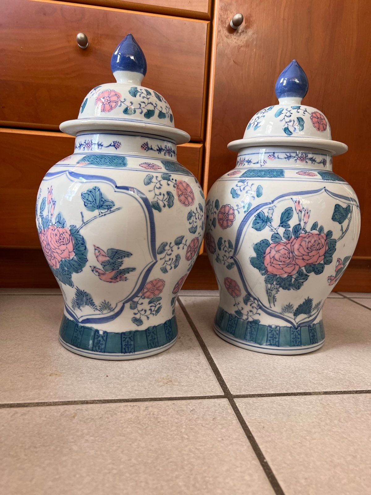 Set van 2 Chinese gemberpotten met bloemmotief, Ophalen of Verzenden