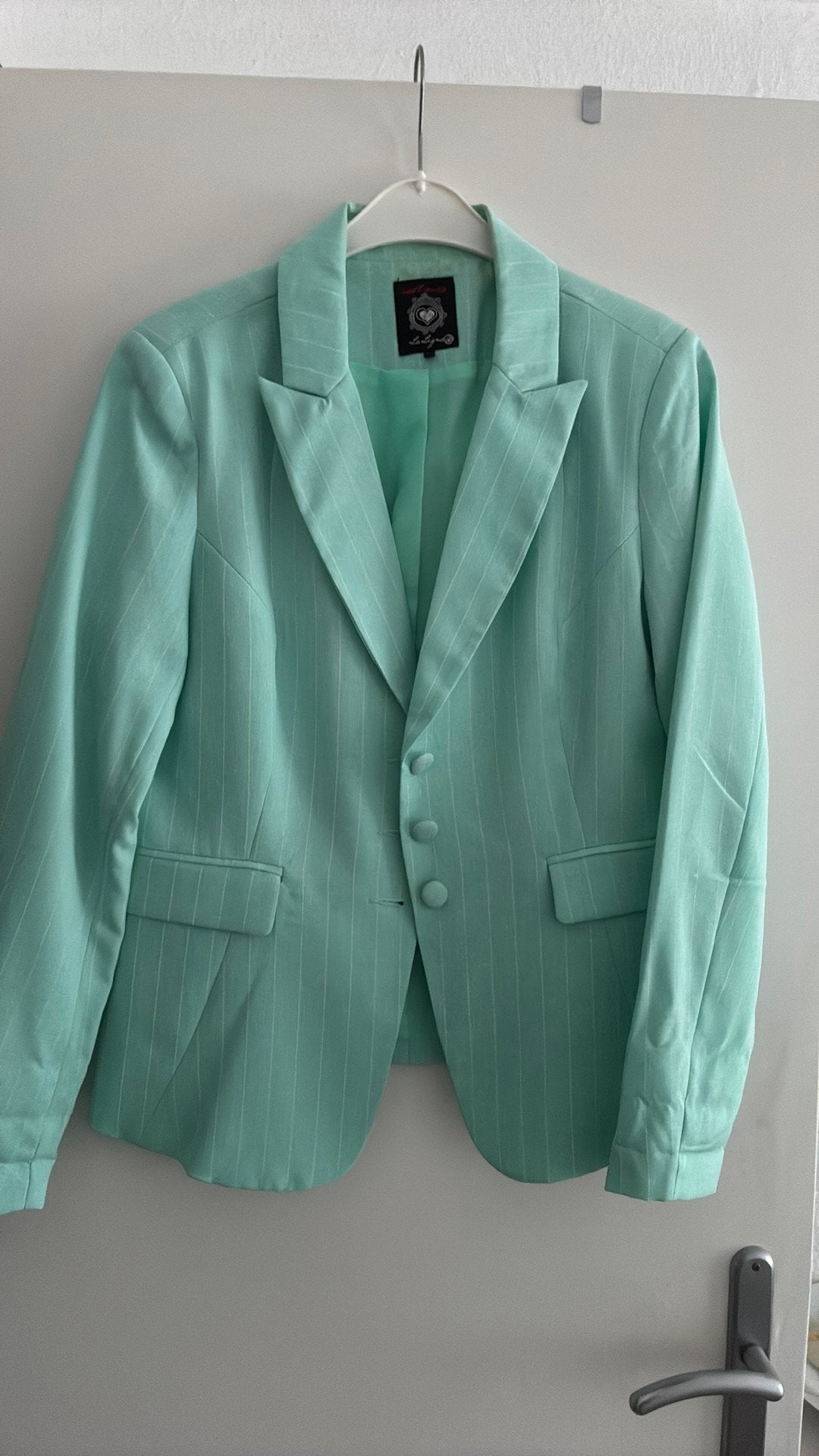 Turquoise colbert La Ligna mt 38, Kleding | Dames, Ophalen of Verzenden, Zo goed als nieuw, Maat 38/40 (M), Blauw