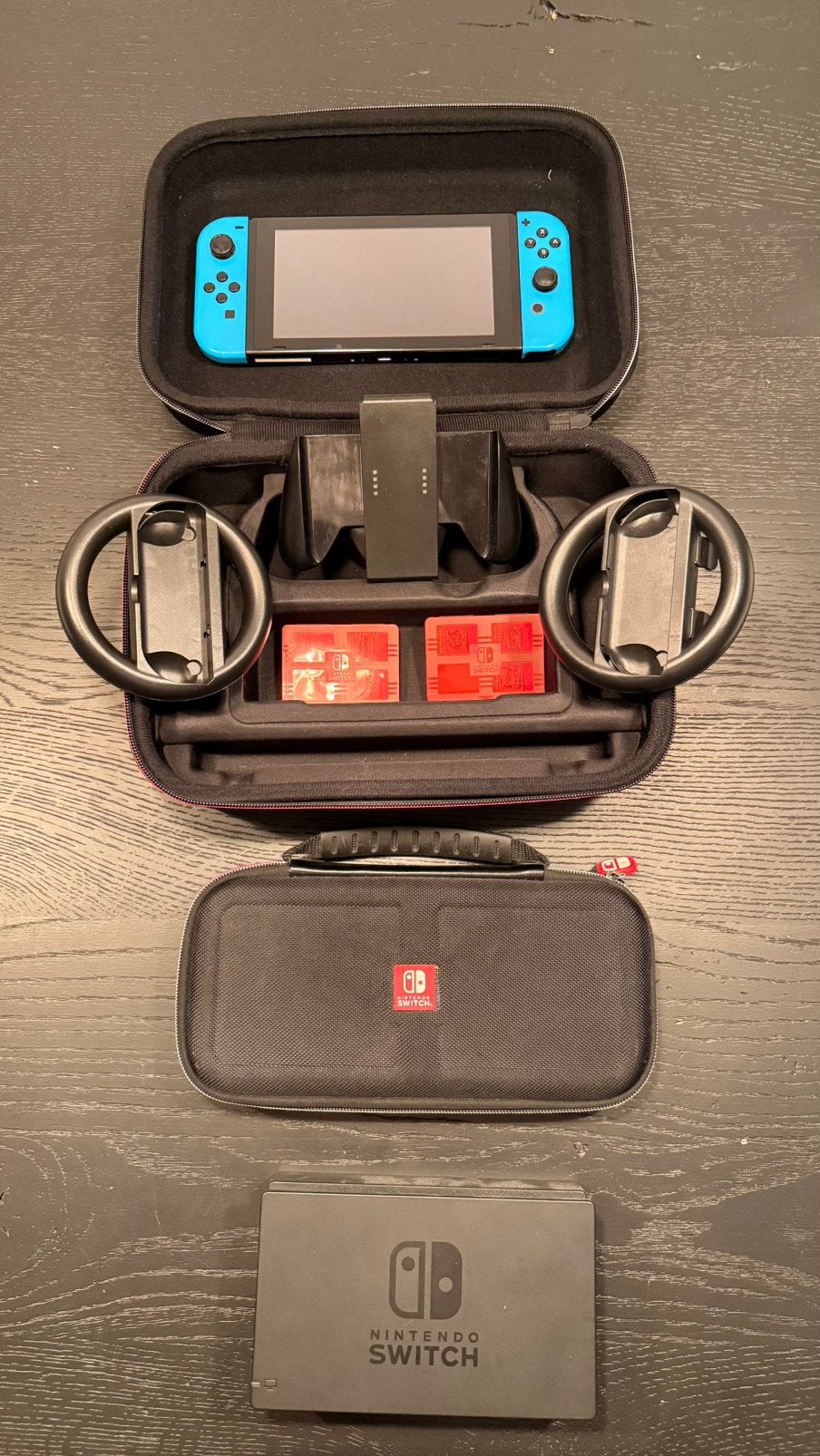 Nintendo Switch met 7 games en accessoires, Spelcomputers en Games, Ophalen, Met 2 controllers, Switch Original, Gebruikt