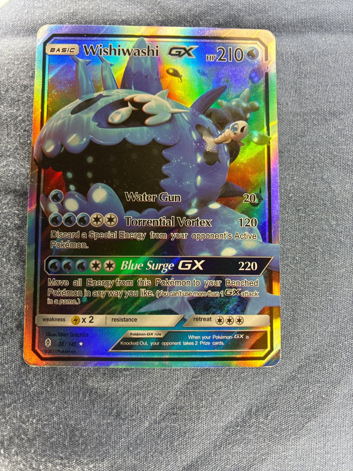 Wishiwashi GX Pokémon Kaart - Full Art Holo, Ophalen of Verzenden, Zo goed als nieuw, Losse kaart, Foil