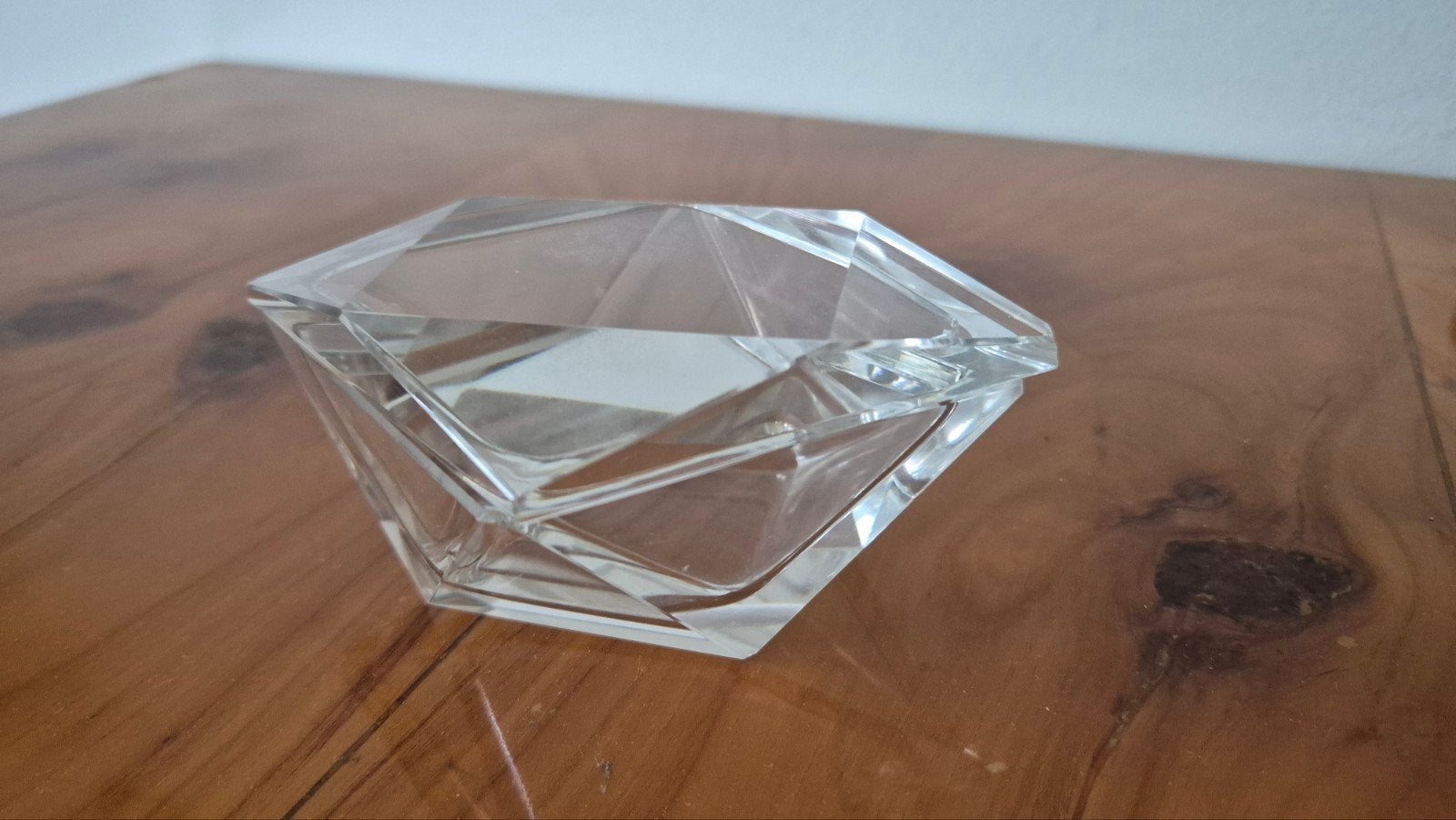 Facetgeslepen vintage kristallen schaaltje met deksel, Ophalen of Verzenden