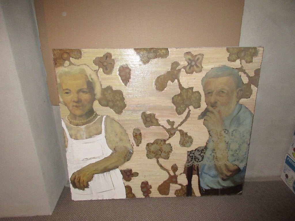 Modern mixed-media schilderij., Antiek en Kunst, Kunst | Schilderijen | Modern, Ophalen, Figuren, Gesigneerd, Gemengde techniek
