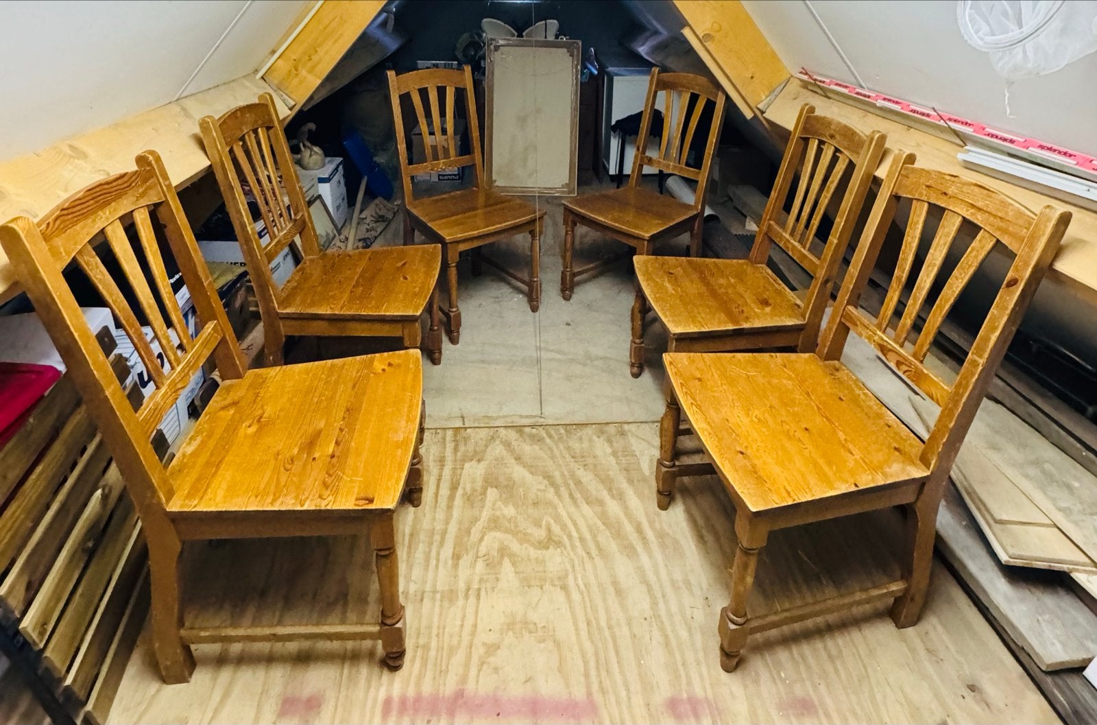 Set van 6 massief grenen eetkamerstoelen, Huis en Inrichting, Ophalen, Gebruikt, Bruin, Vijf, Zes of meer stoelen
