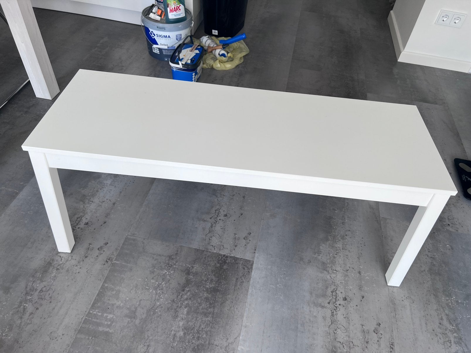 Wit houten bankje, Huis en Inrichting, Ophalen, Zo goed als nieuw, Tweepersoons, Minder dan 150 cm