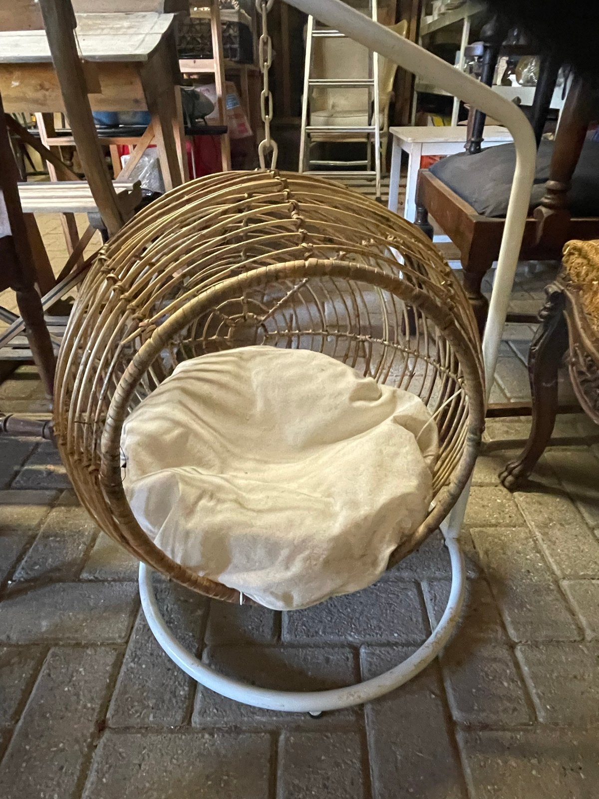 Rotan hangstoel met standaard en kussen voor katten, Dieren en Toebehoren, Ophalen, Gebruikt, Riet