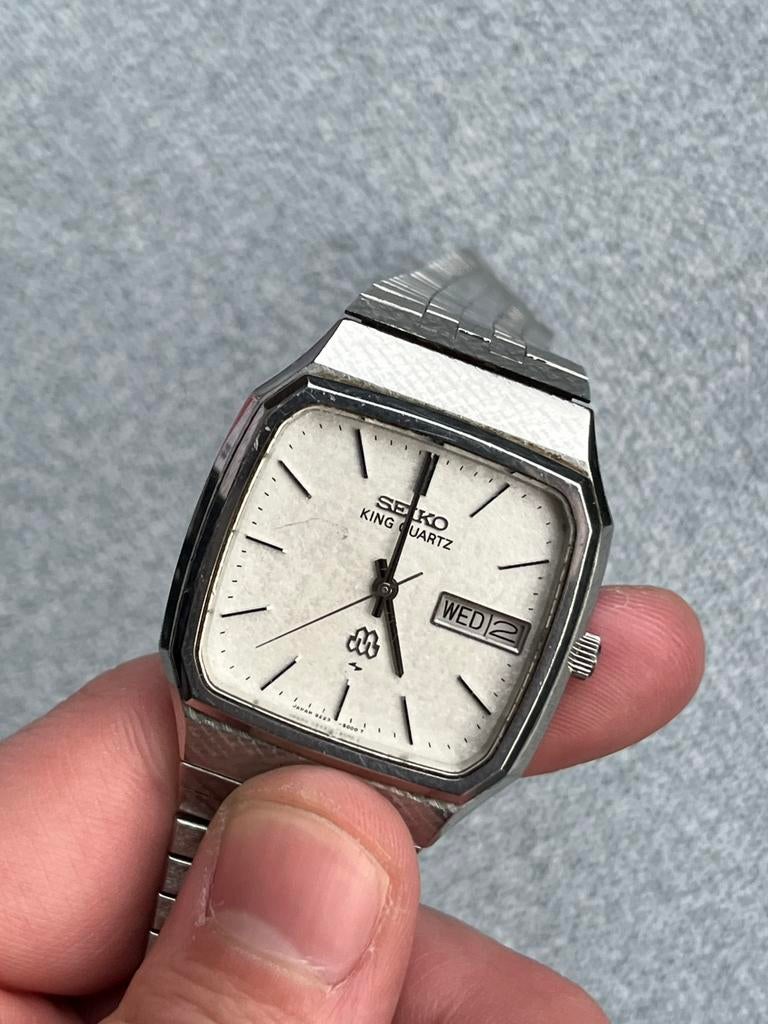 Vintage Seiko King Quartz loopt niet, Gebruikt, Staal, Polshorloge, Ophalen of Verzenden