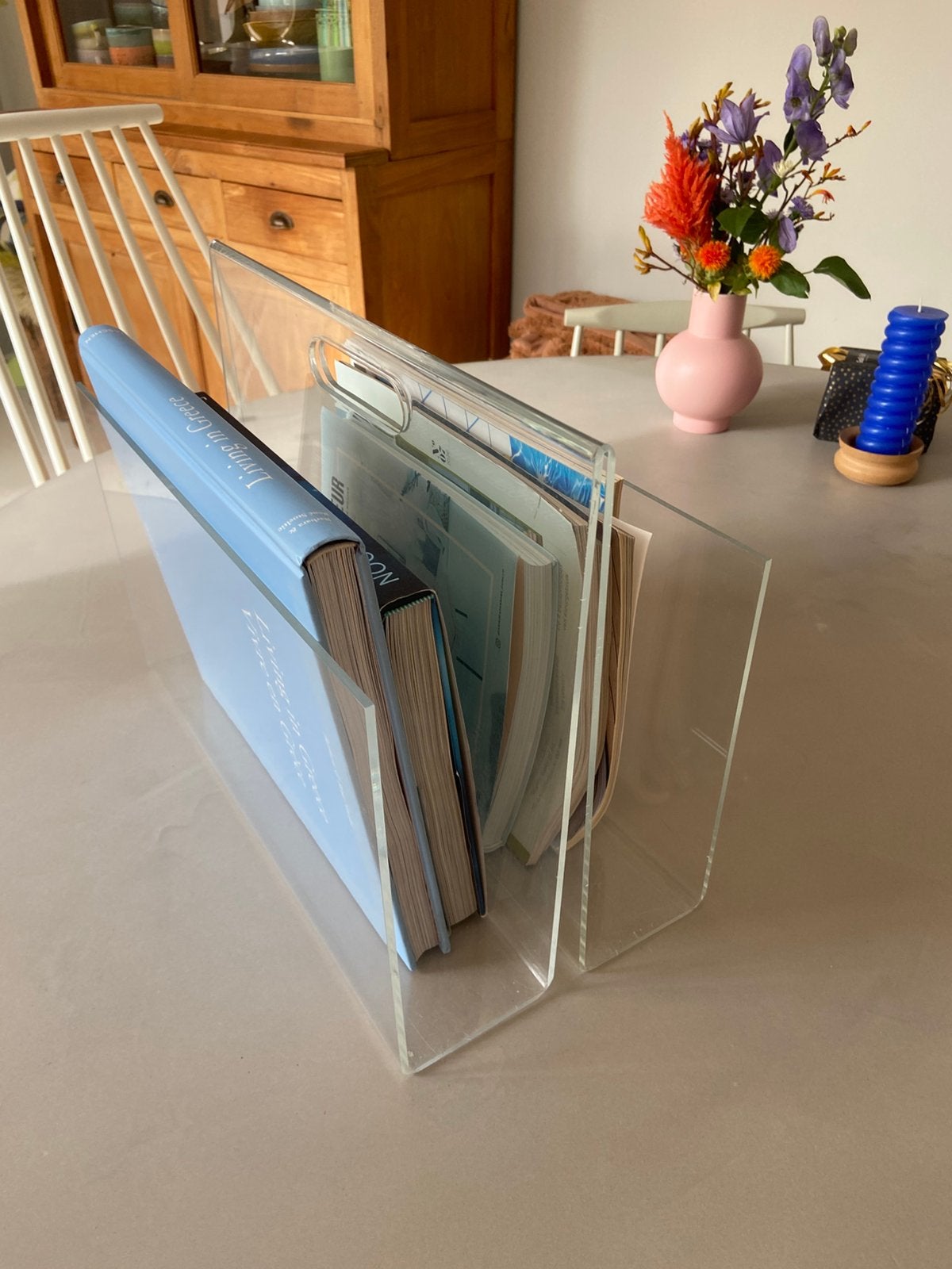Ophalen📌Vintage retro tijdschriften bak plexiglas acryl, Ophalen, Met handvat, Gebruikt, Lectuurbak