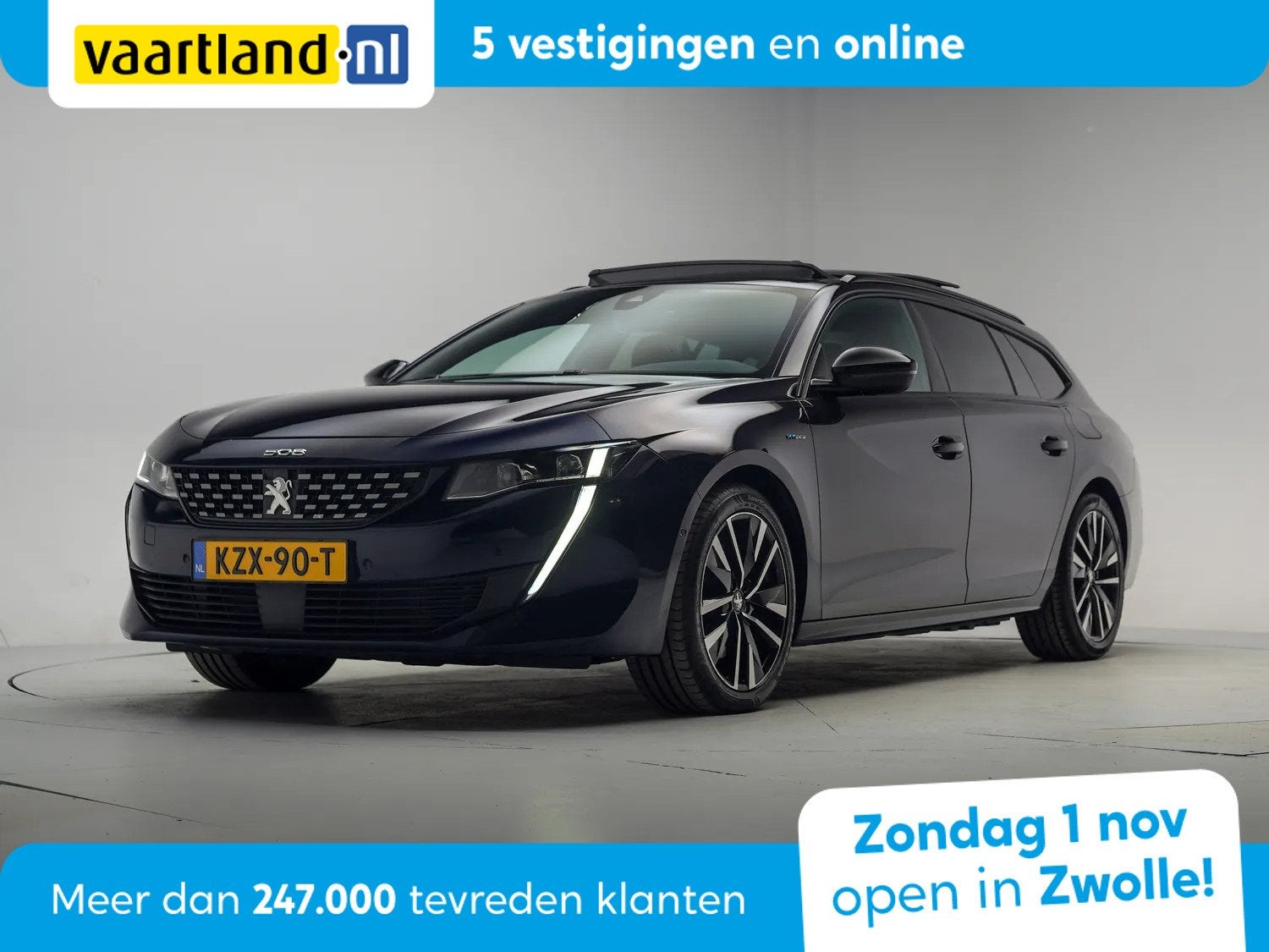 Peugeot 508 SW 1.6 HYbrid GT Line Aut [ Panorama Trekhaak St, Auto's, Automaat, Gebruikt, 4 cilinders, Blauw