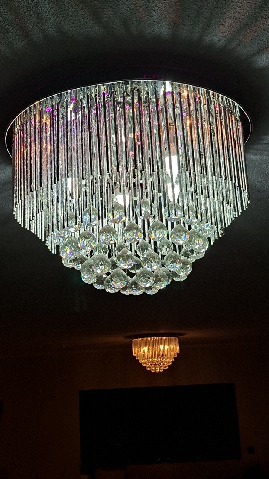 Luxe Kristallen Kroonluchter, Plafondlamp, Ophalen, Overige fittingen, Zo goed als nieuw, Modern, Luxe, Kristal