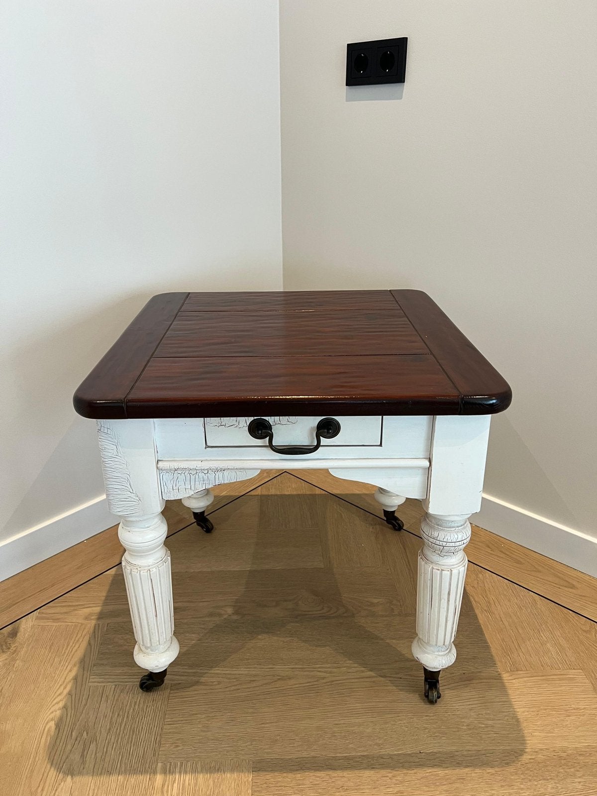 Eettafel side tabel bij zet tafeltje, Ophalen, Eikenhout, 50 tot 100 cm, Zo goed als nieuw