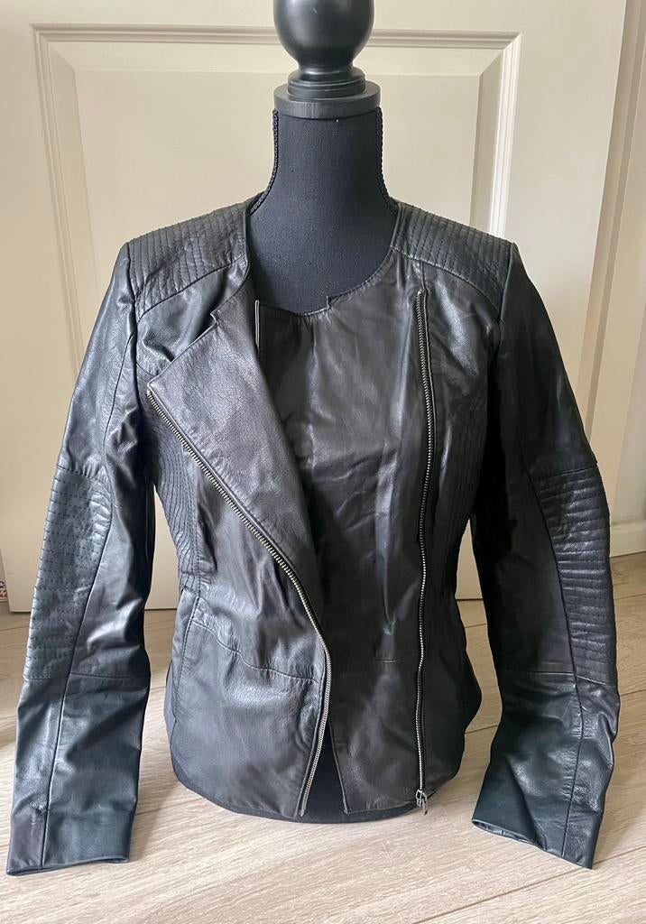 HEMA leren lederen leer biker jack bikerjack jas jasje M, Zwart, Jasje, Gedragen, Ophalen