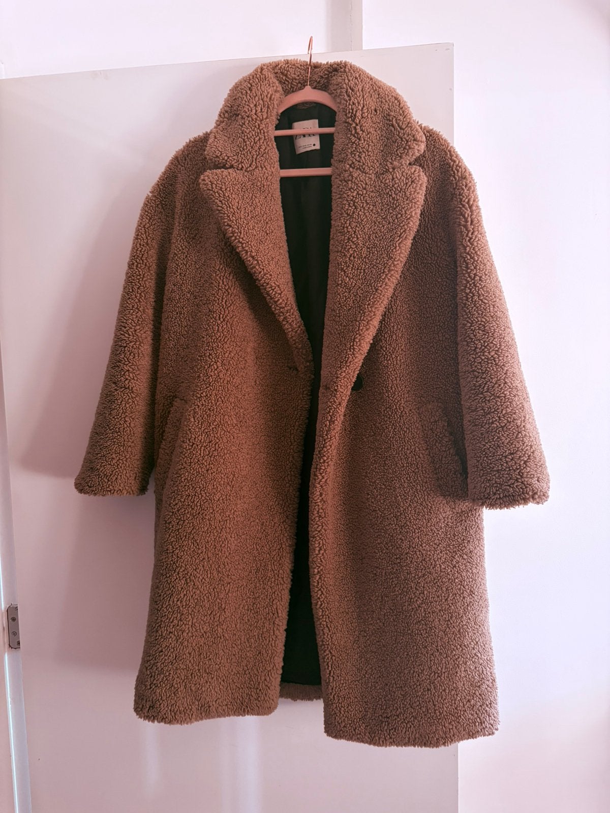 Zara Teddy coat, Ophalen, Gedragen, Maat 38/40 (M), Beige