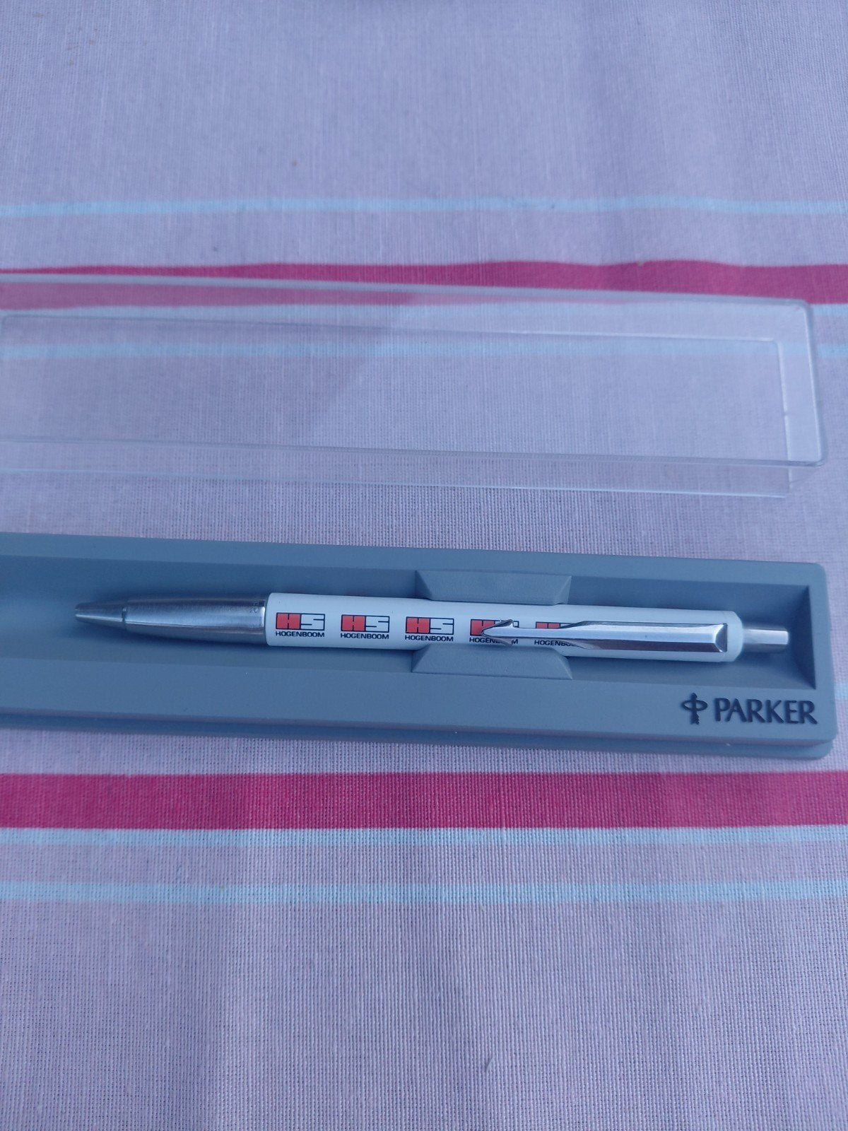 Parker balpen met reclame - Hogenboom, Verzamelen, Pennenverzamelingen, Ophalen of Verzenden