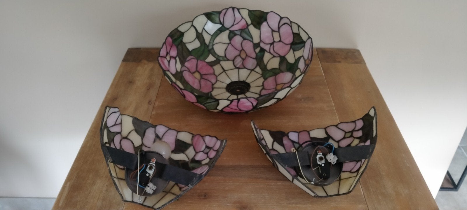 Setje van 3 Tiffany lampen, Ophalen, Gebruikt