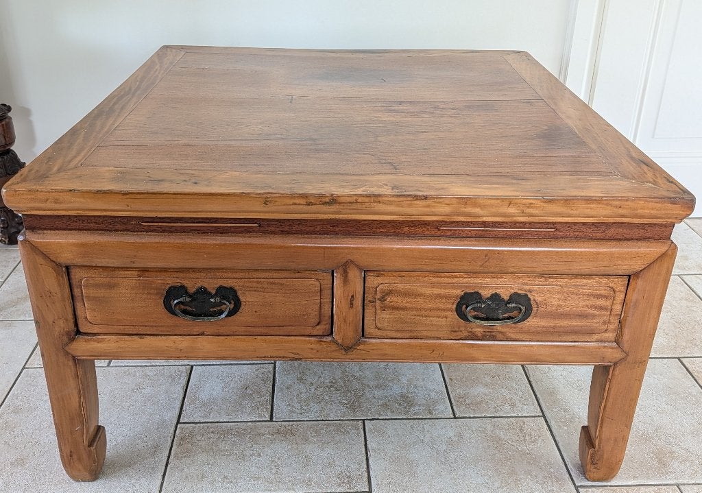 Vintage Chinese salontafel massief hout met lades wabi sabi, Ophalen