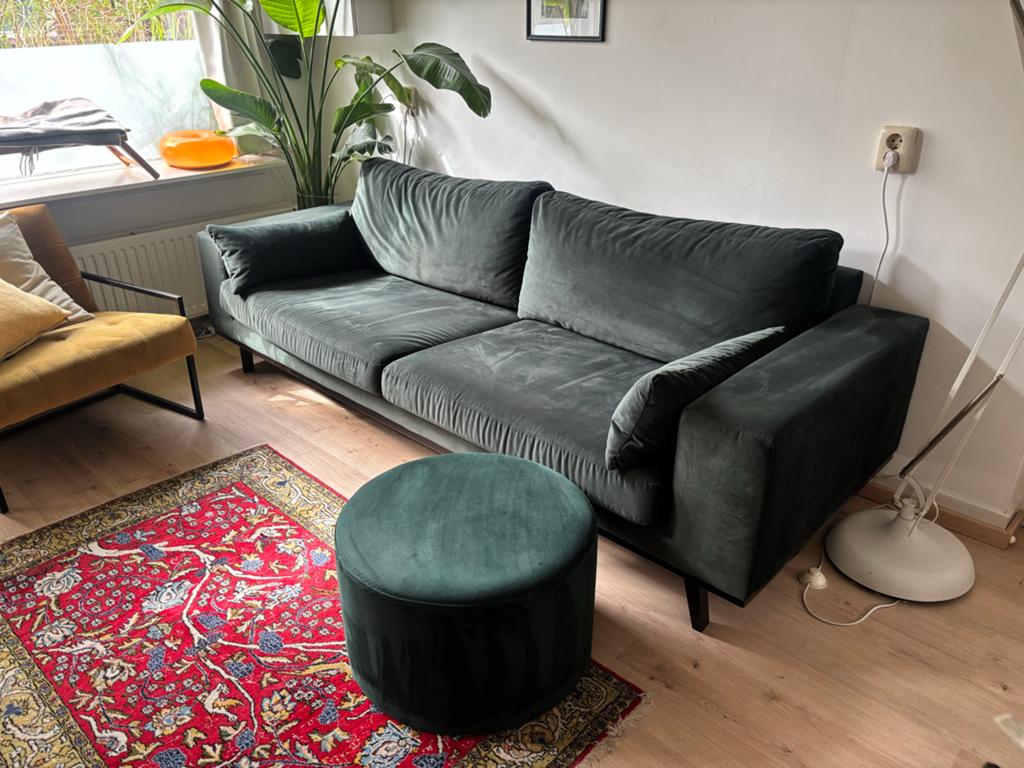 Wehkamp 3-zitsbank torino + poef, Ophalen, Gebruikt, Driepersoons, 75 tot 100 cm