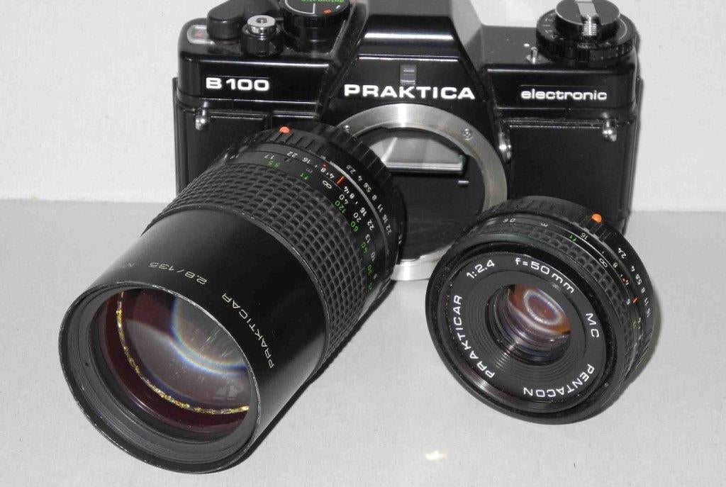 Praktica B100 body met 2 schone goede lenzen, Ophalen of Verzenden, Gebruikt, Spiegelreflex, Overige Merken