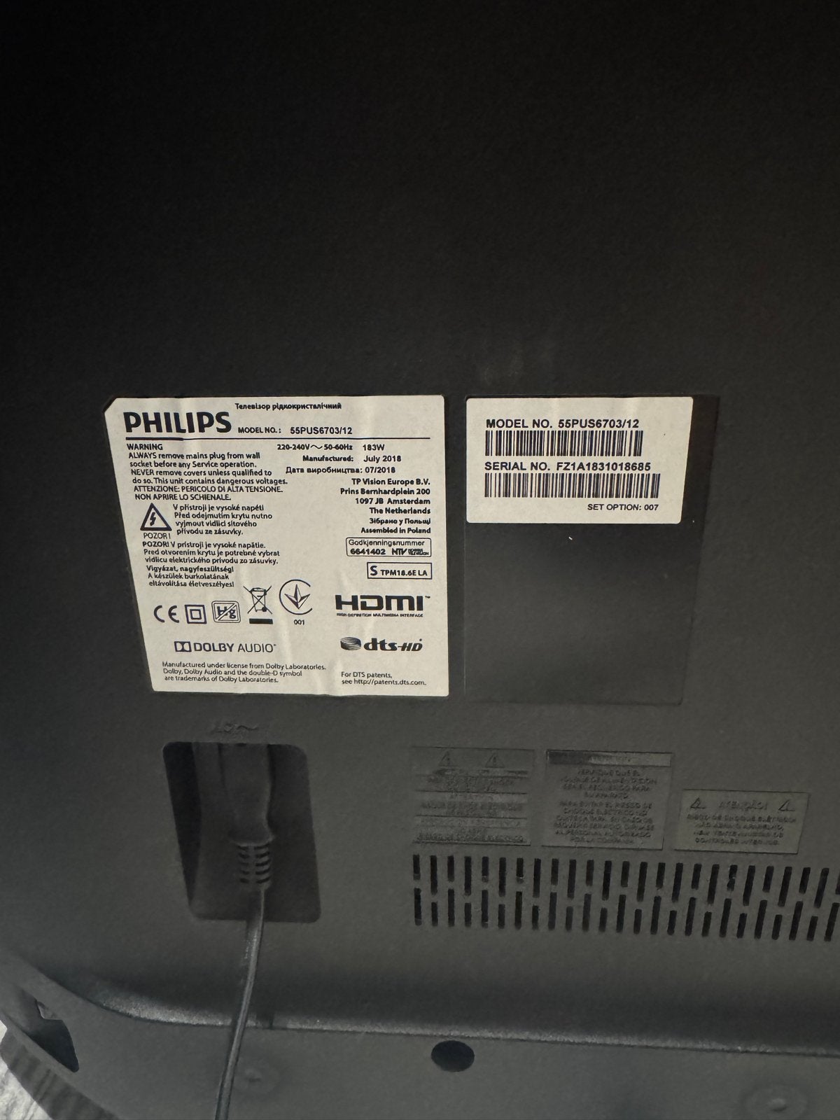 Philips 55PUS6703/12 55 inch 4K UHD Smart TV, Ophalen, Philips, 50 Hz, 100 cm of meer