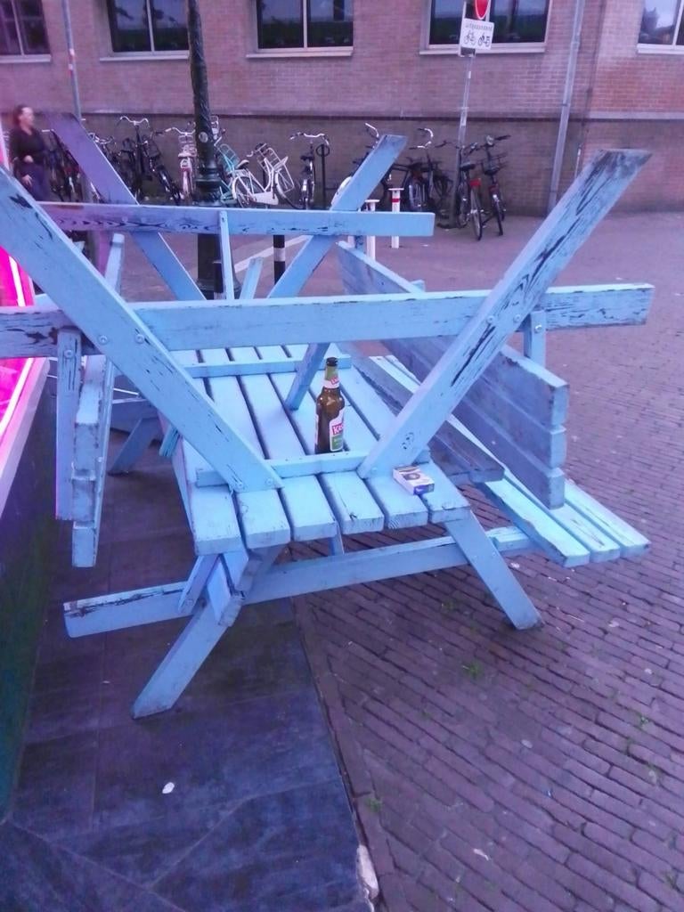 HORECA BANK OUTDOOR DINNER RESTAURANT TUINSET HOUTEN ELEMENT, Antiek en Kunst, Ophalen