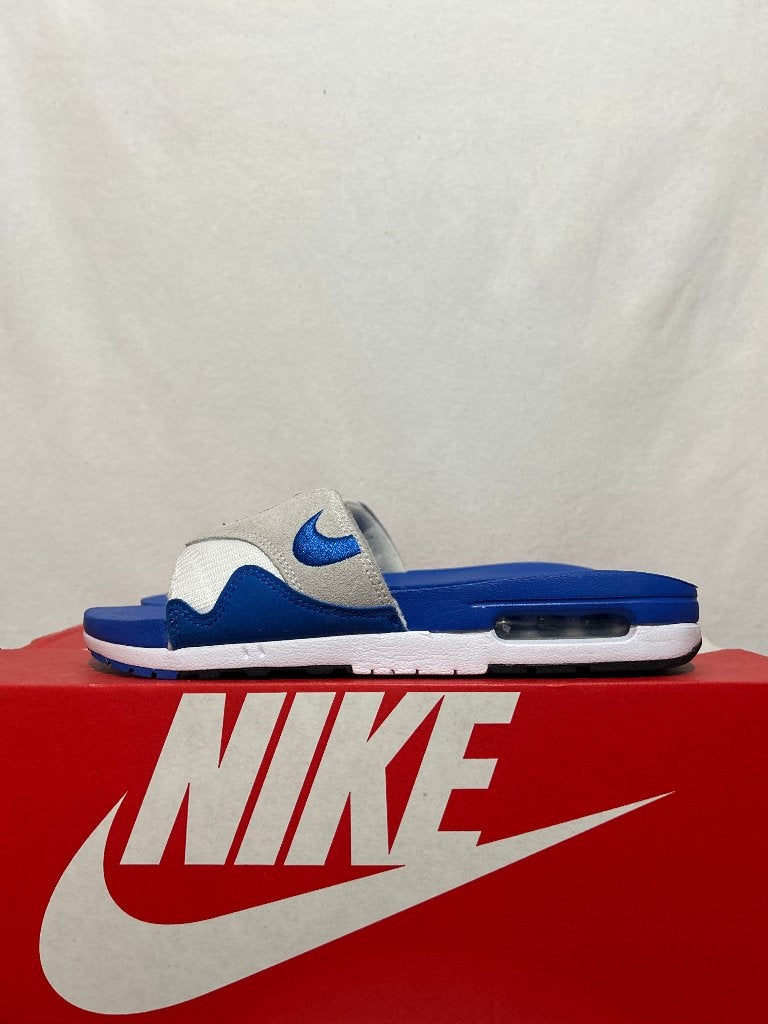 ALS NIEUW! Maat 42,5 - Nike Air Max 1 Slide Royal Blue, Slippers, Nike, Zo goed als nieuw, Nike