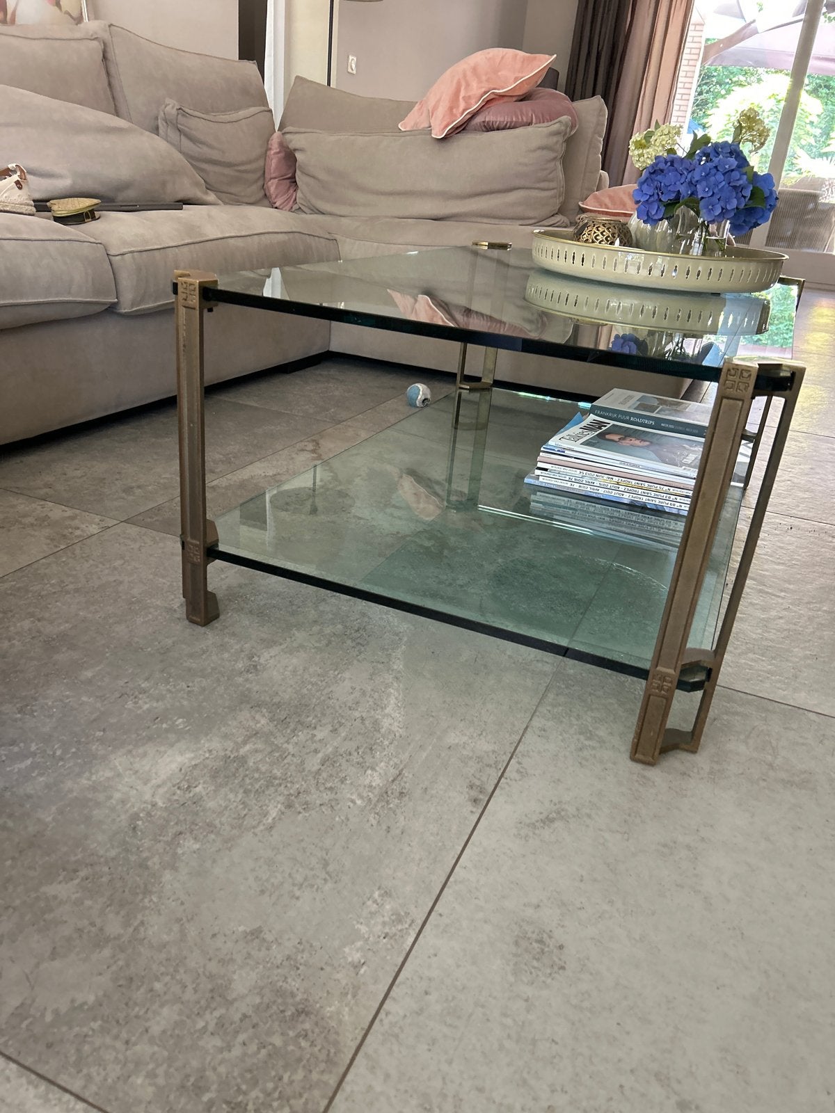 Peter Ghyczy salontafel met 2 glasplaten, Huis en Inrichting, Tafels | Salontafels, Ophalen, Gebruikt, 100 tot 150 cm, 50 tot 100 cm