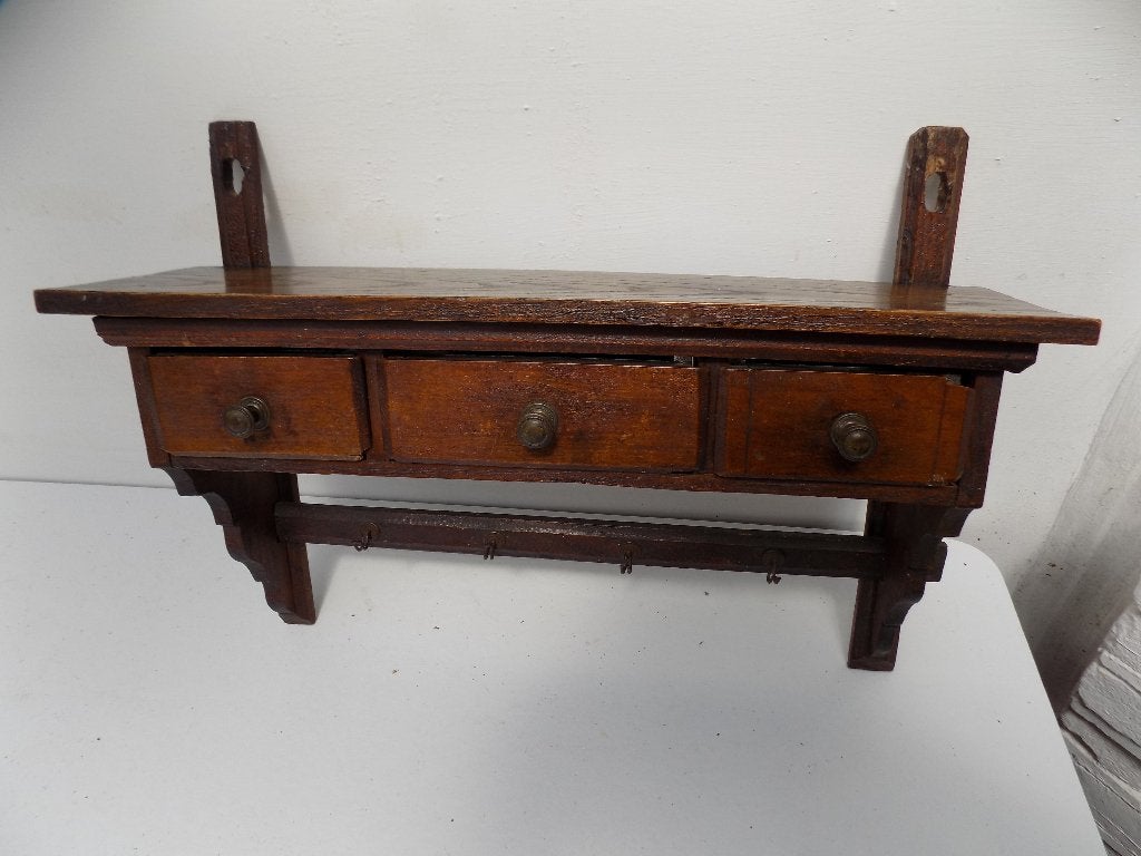Wandmeubel plank wandschap met lades brocante hout, Ophalen of Verzenden, Gebruikt