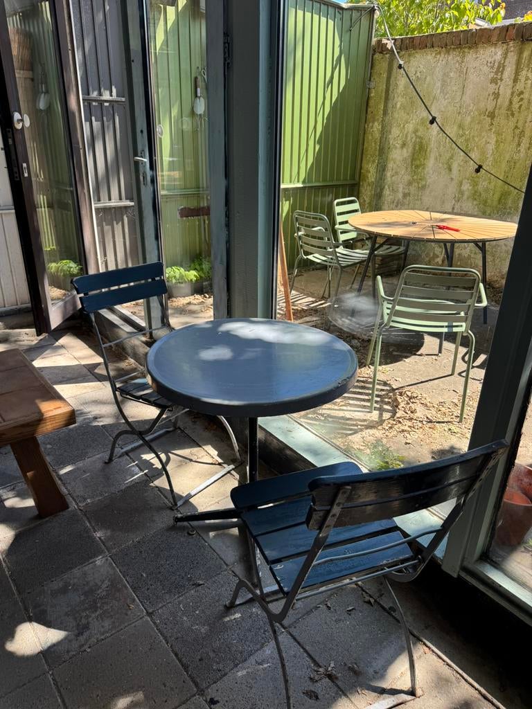 Bistro set, Tuin en Terras, Tuinsets en Loungesets, Ophalen, Gebruikt, Overige materialen, 2 zitplaatsen