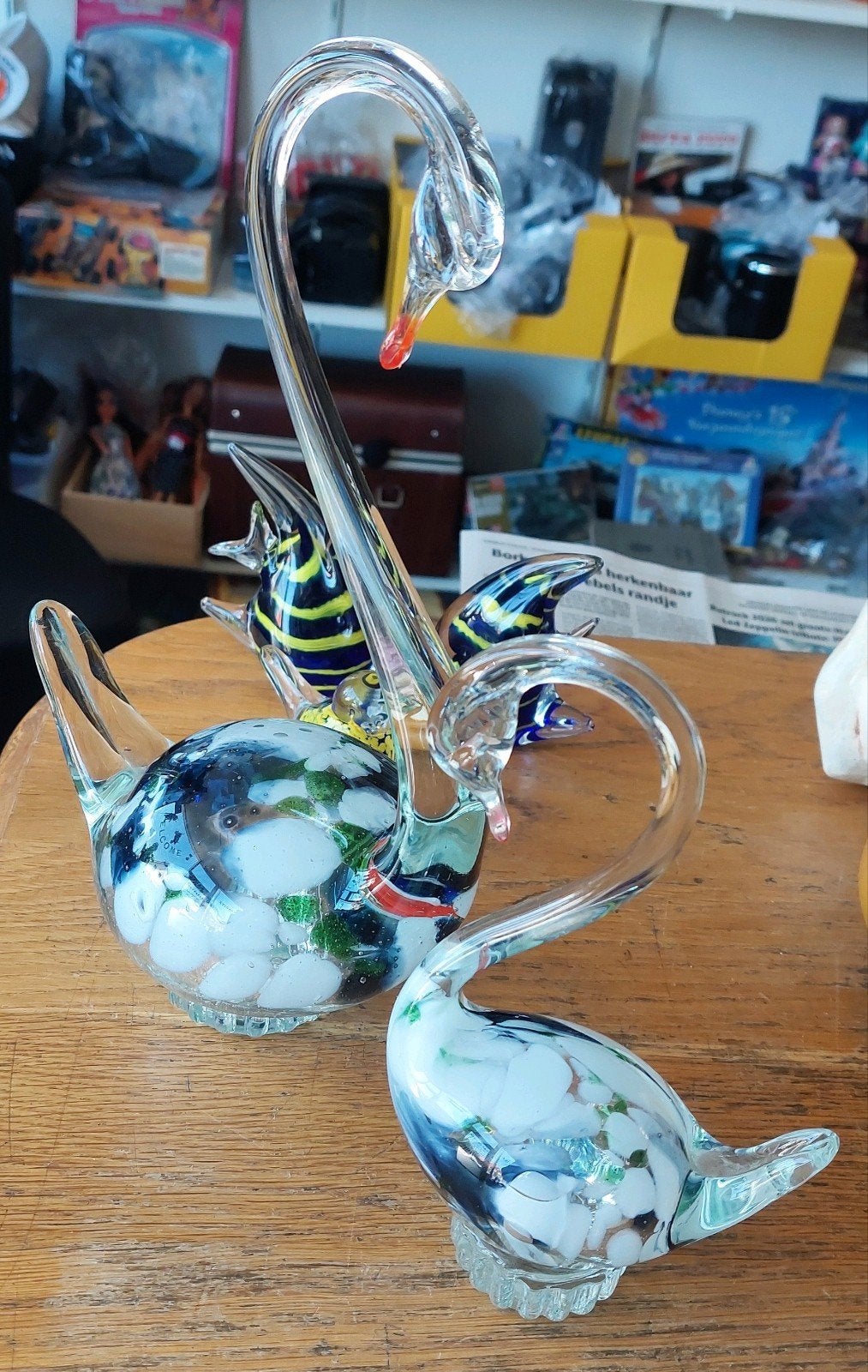 Glazen Zwanen Beeldjes (murano?), Antiek en Kunst, Antiek | Glas en Kristal, Ophalen of Verzenden