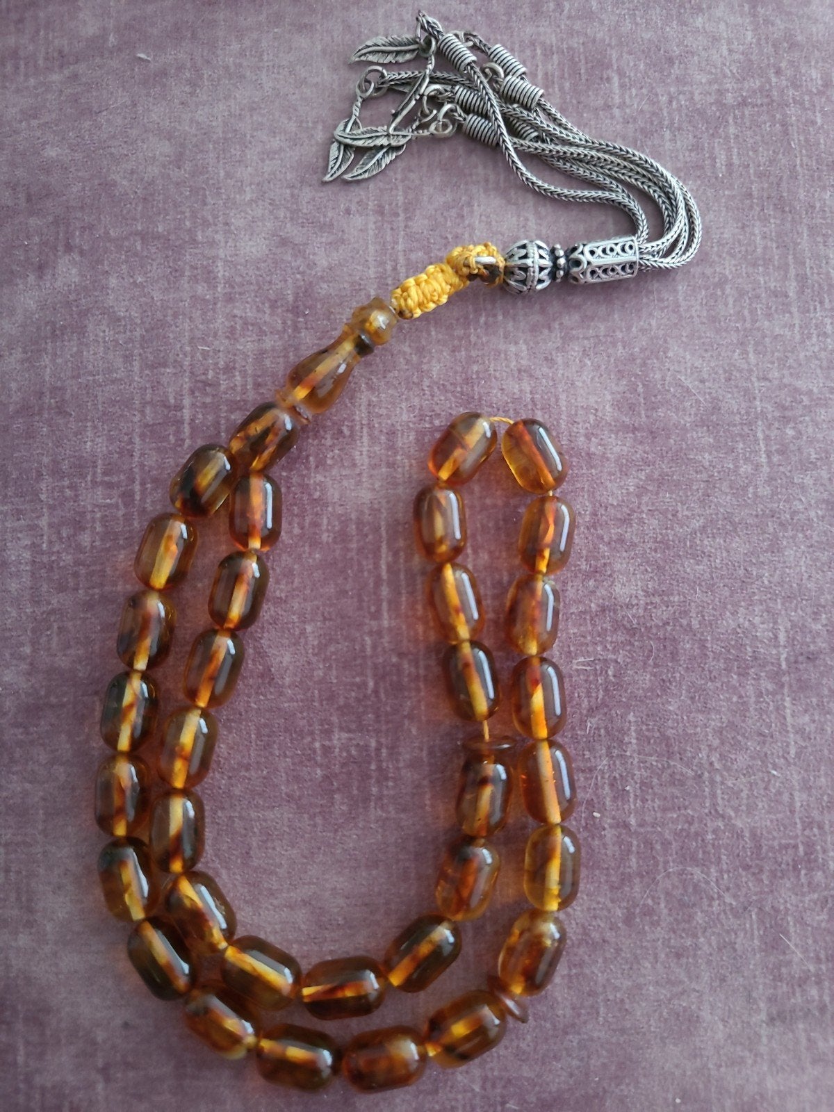 100% Natuurlijke Baltische Barnsteen Tasbih - Honingkleur, Ophalen of Verzenden, Nieuw, Steen of Mineraal