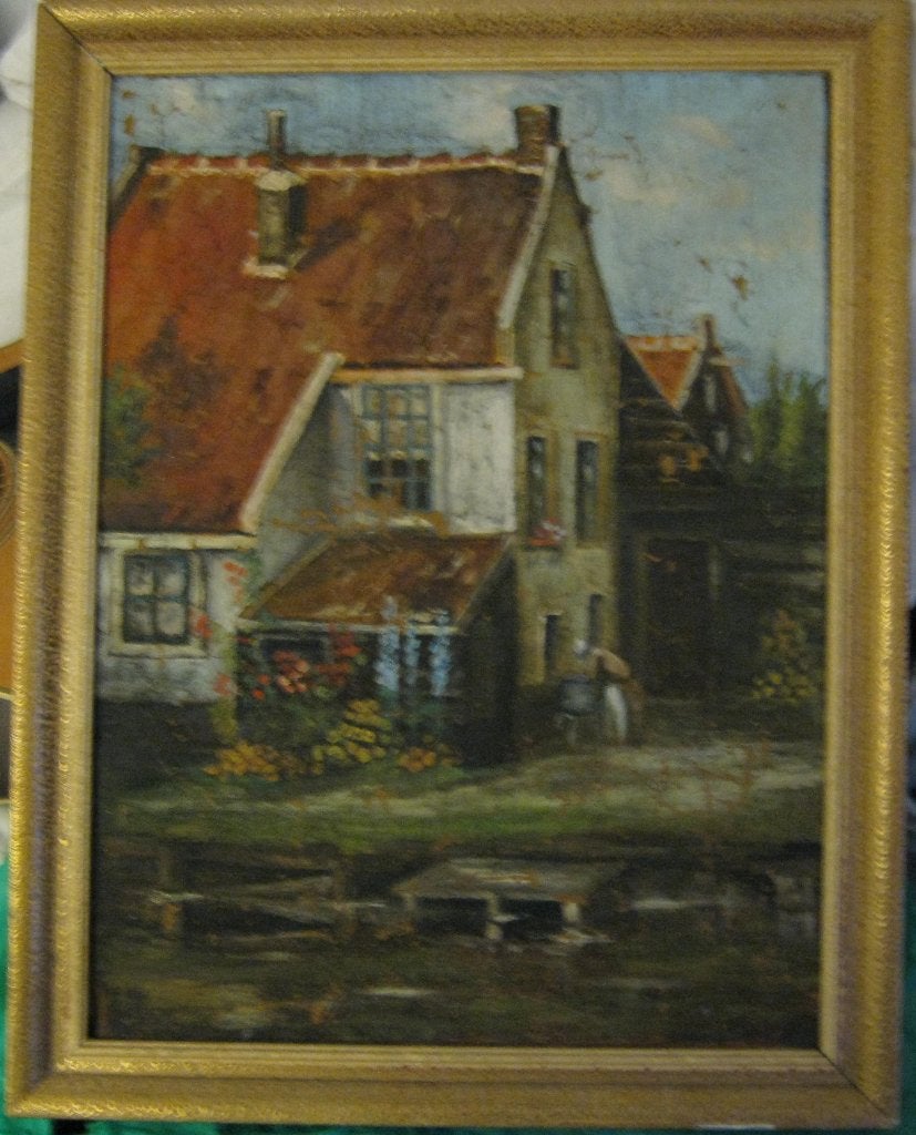 olieverfschilderij, Antiek en Kunst, Kunst | Schilderijen | Klassiek, Doek, Olieverf, Klassiek, Stads- / dorpsgezicht