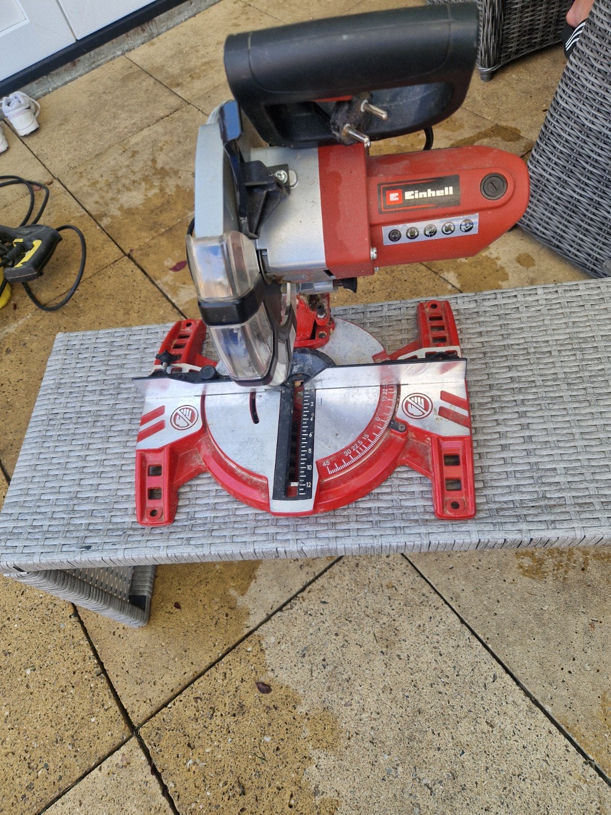 Einhell houtzaag, Gebruikt, Ophalen of Verzenden, Afkortzaag, 30 tot 70 mm