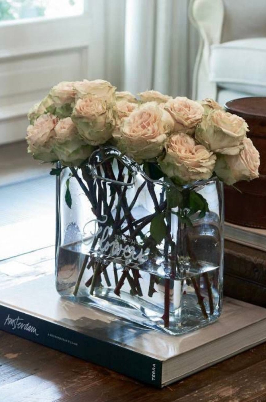 Riviera maison flower glazen vaas bag tas, Ophalen, Zo goed als nieuw