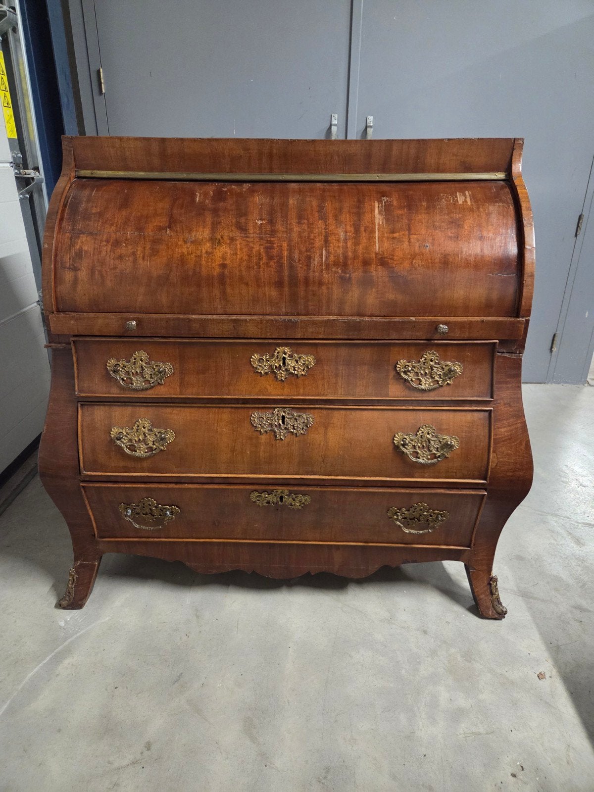 antieke mahonie hout cilinderbureau klepbureau kast ladekast, Ophalen