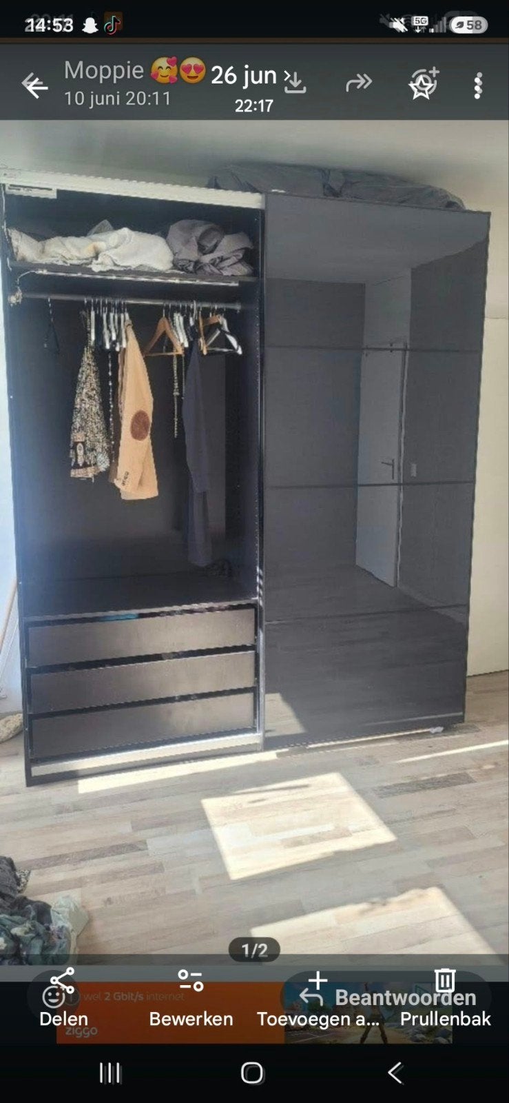 PAX kast Ikea; met spiegeldeuren en lades, Huis en Inrichting, Kasten | Kledingkasten, Overige materialen, Gebruikt, 200 cm of meer