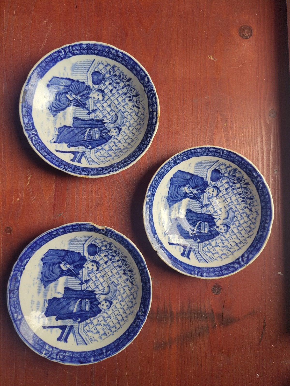 3 Antiek blauw-wit aardewerk schoteltjes van Petrus Regout, Ophalen of Verzenden